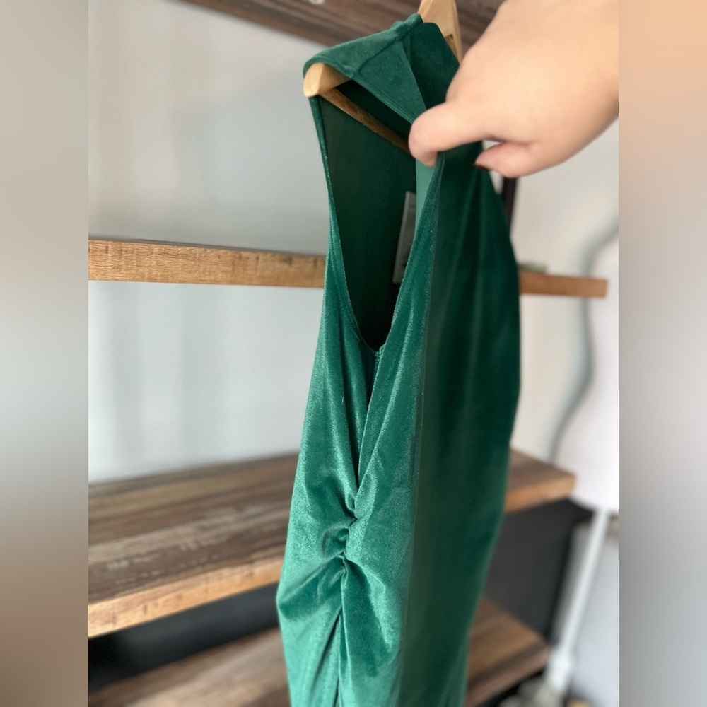 NWT a new day Green Velvet Dress - Picture 3 of 5